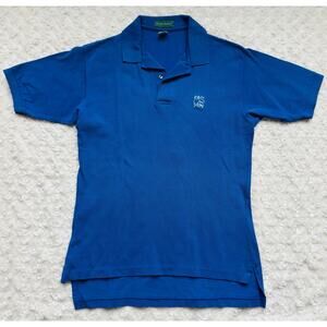 Outer Banks Men Royal Blue Merrill Lynch Combed Cotton VTG USA Polo Shirt Medium